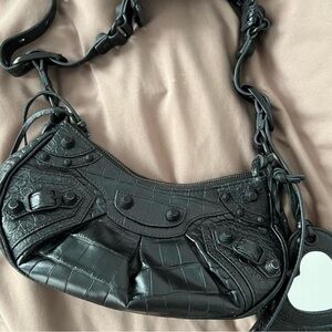 Balenciaga XS Le Cagole bag in black croc